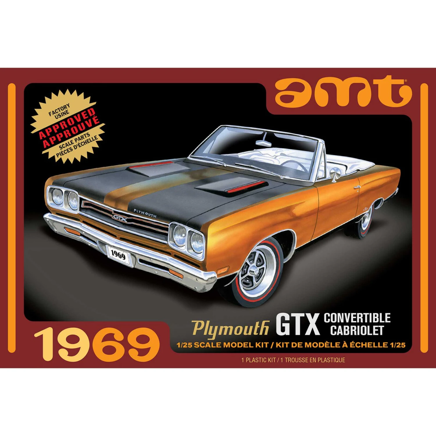 AMT 1/25 1969 Plymouth GTX Convertible, Model Kit 3 AMT 1/25 1969 Plymouth GTX Convertible, Model Kit